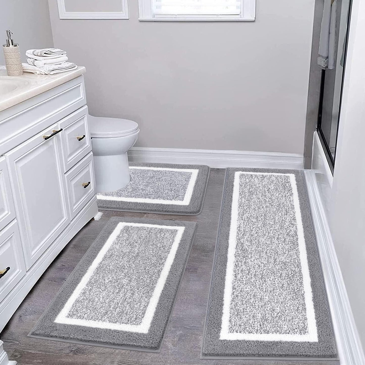 Microfiber Bath Rug Set with Plush Non-Slip Design