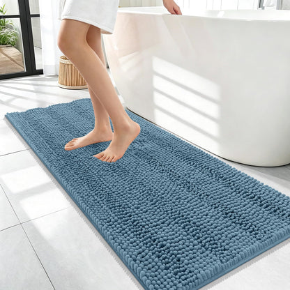 Thick Chenille Bath Rug with Absorbent Rubber Back