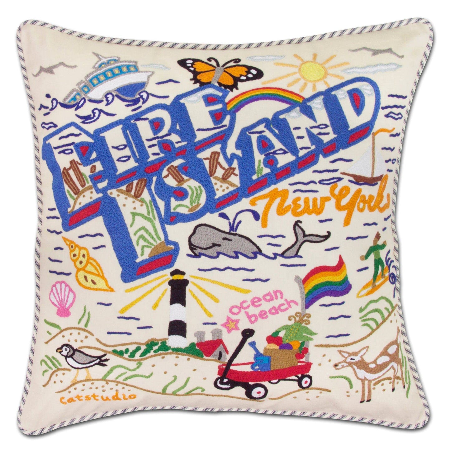 Midwest City Embroidered Decorative Throw Pillow