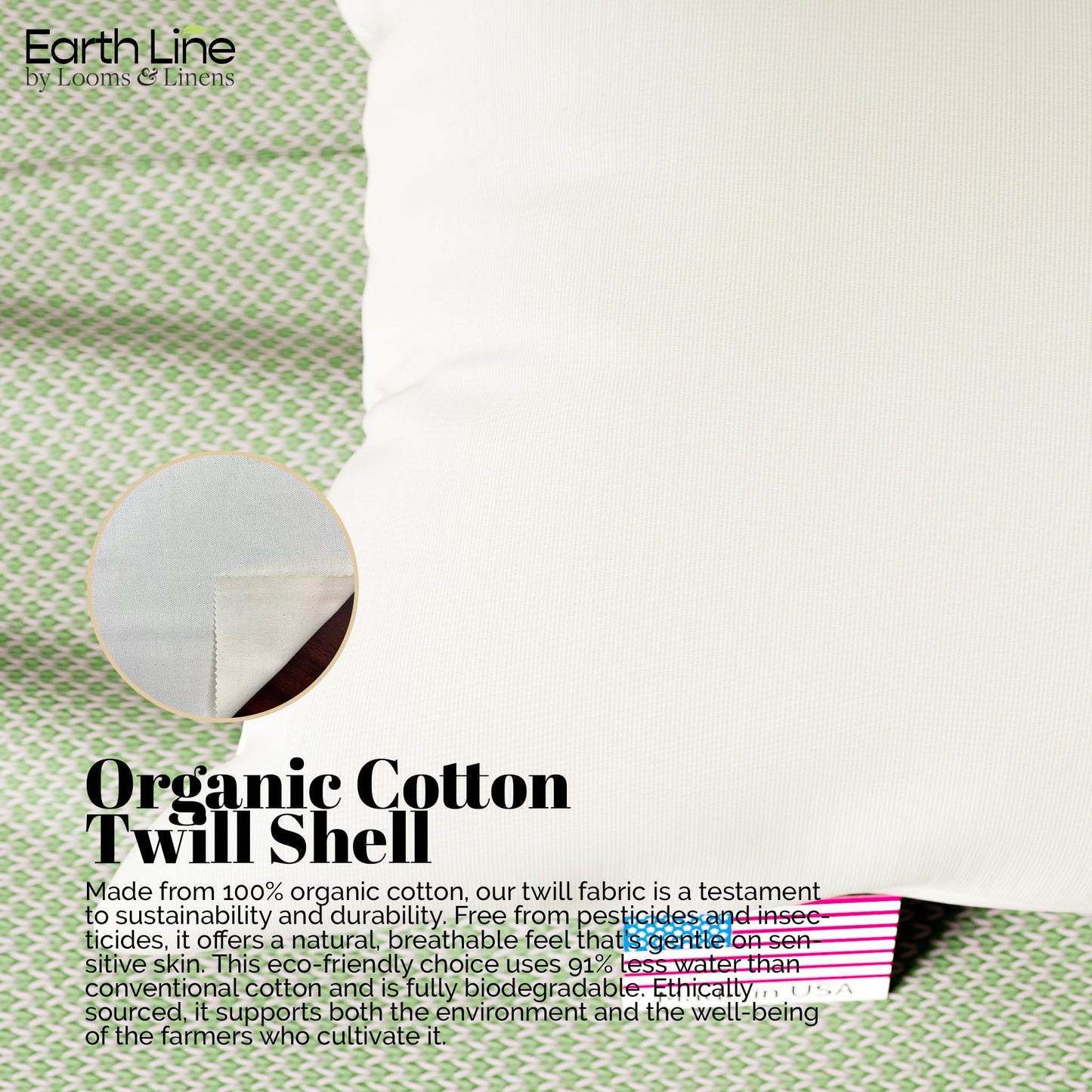 Organic Cotton Body Pillow Insert with Twill Shell