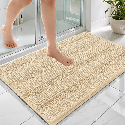 Thick Chenille Bath Rug with Absorbent Rubber Back
