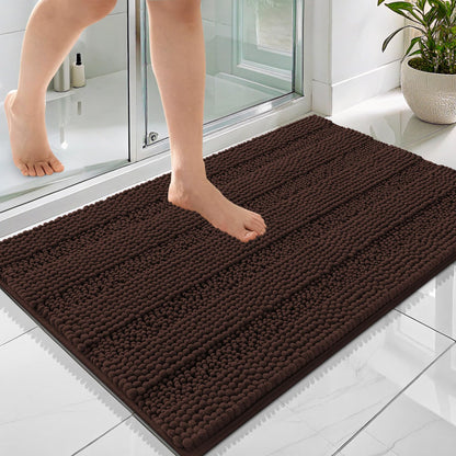 Thick Chenille Bath Rug with Absorbent Rubber Back
