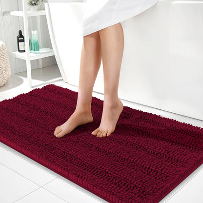 Thick Chenille Bath Rug with Absorbent Rubber Back