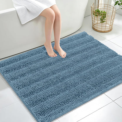 Thick Chenille Bath Rug with Absorbent Rubber Back