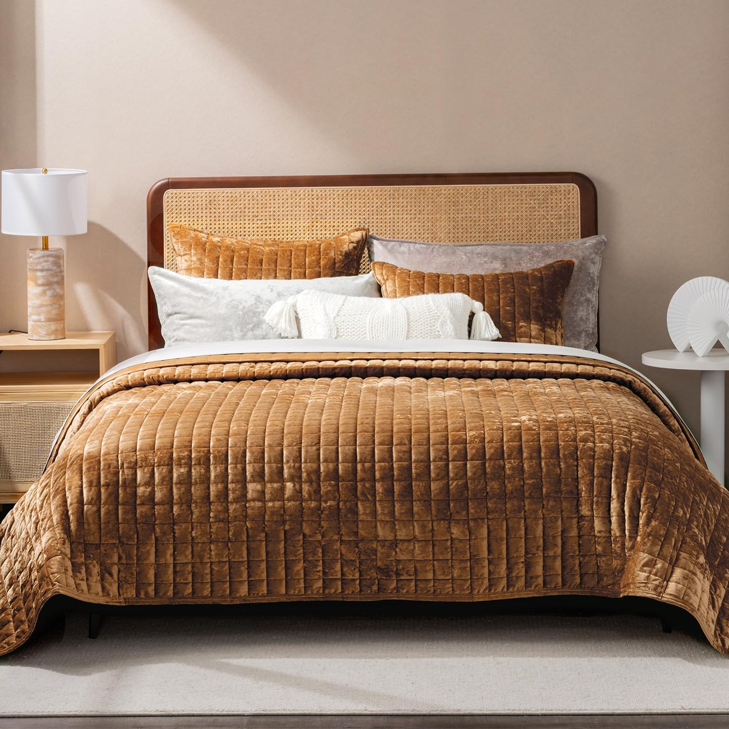 Luxury Velvet Quilt Set with Matching Pillow Shams