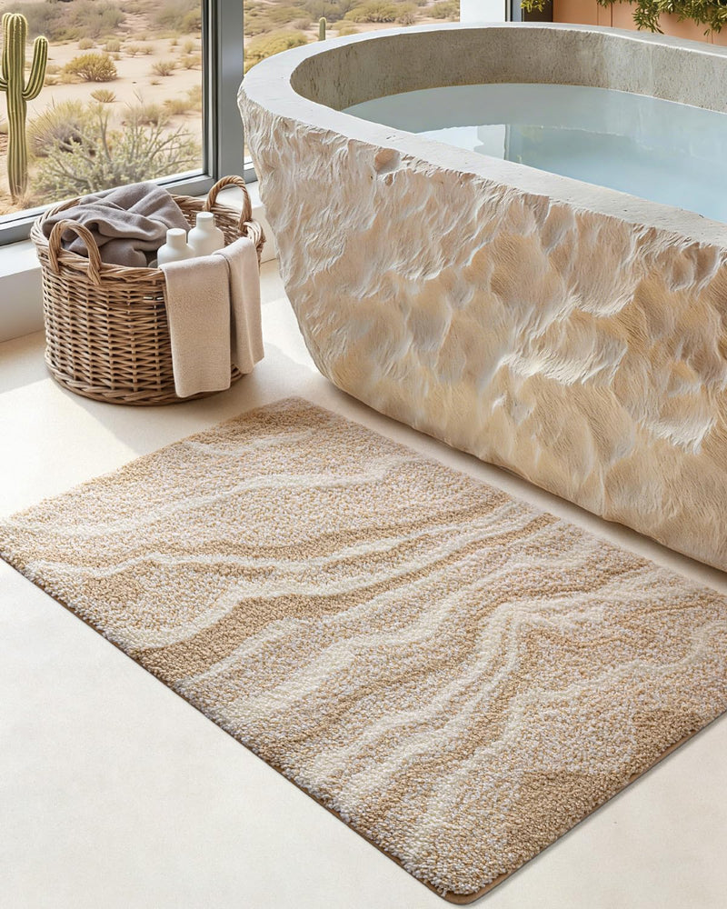 Marble Bath Rug Mat with Soft Absorbent Surface