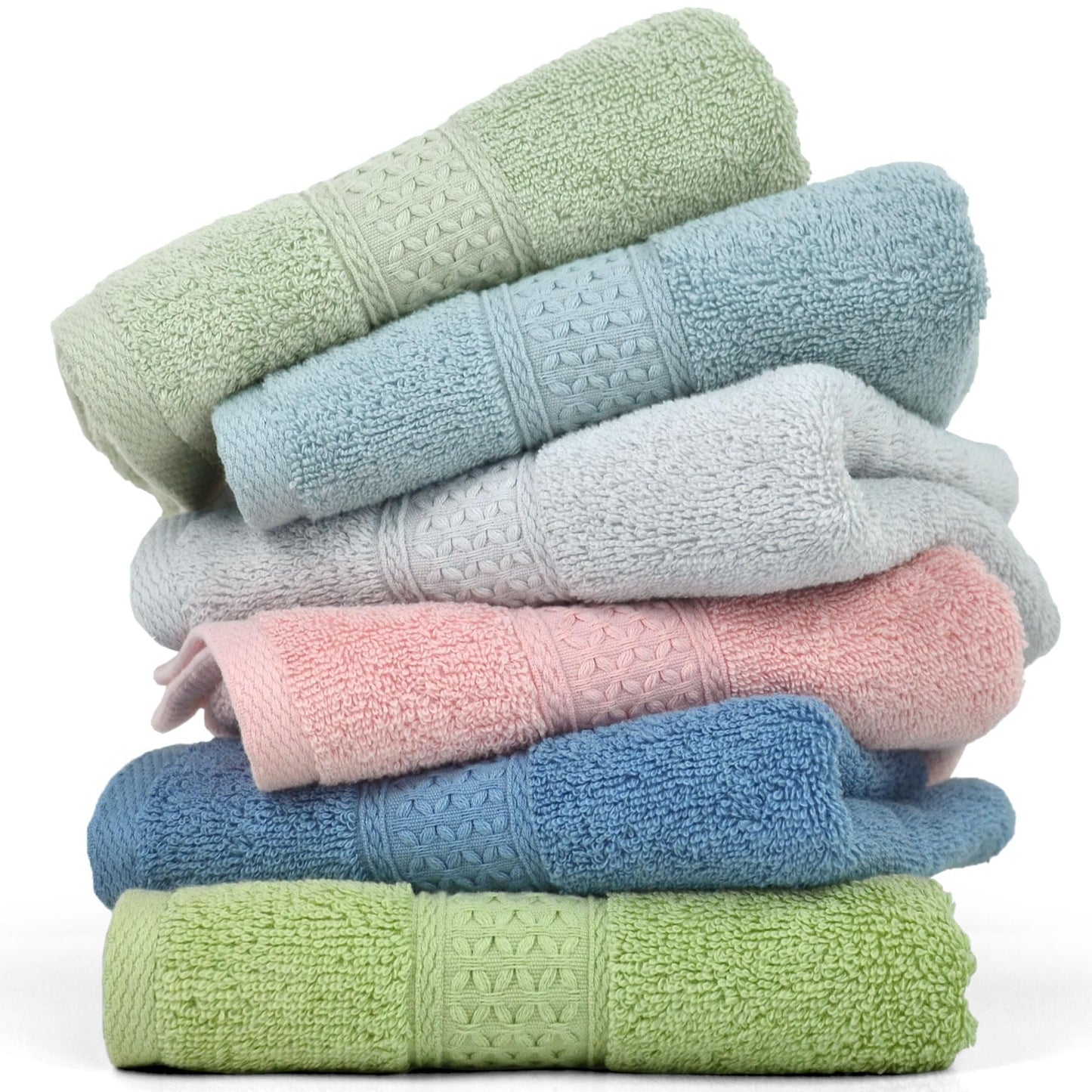 Cotton Hand Towel Set Assorted Colors 6-Pack