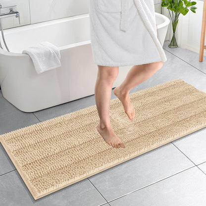 Thick Chenille Bath Rug with Absorbent Rubber Back