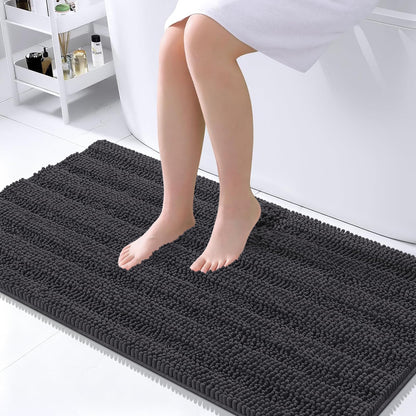 Thick Chenille Bath Rug with Absorbent Rubber Back