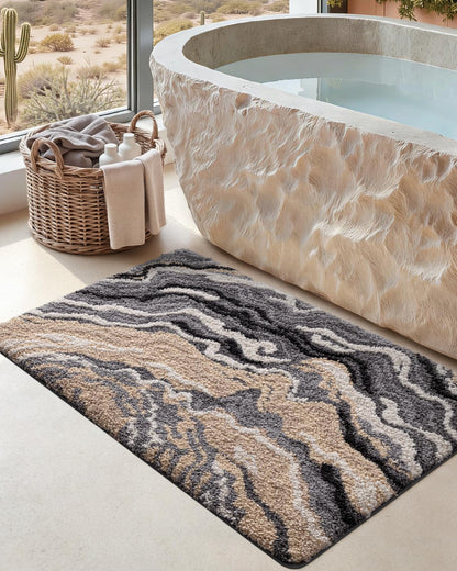 Marble Bath Rug Mat with Soft Absorbent Surface