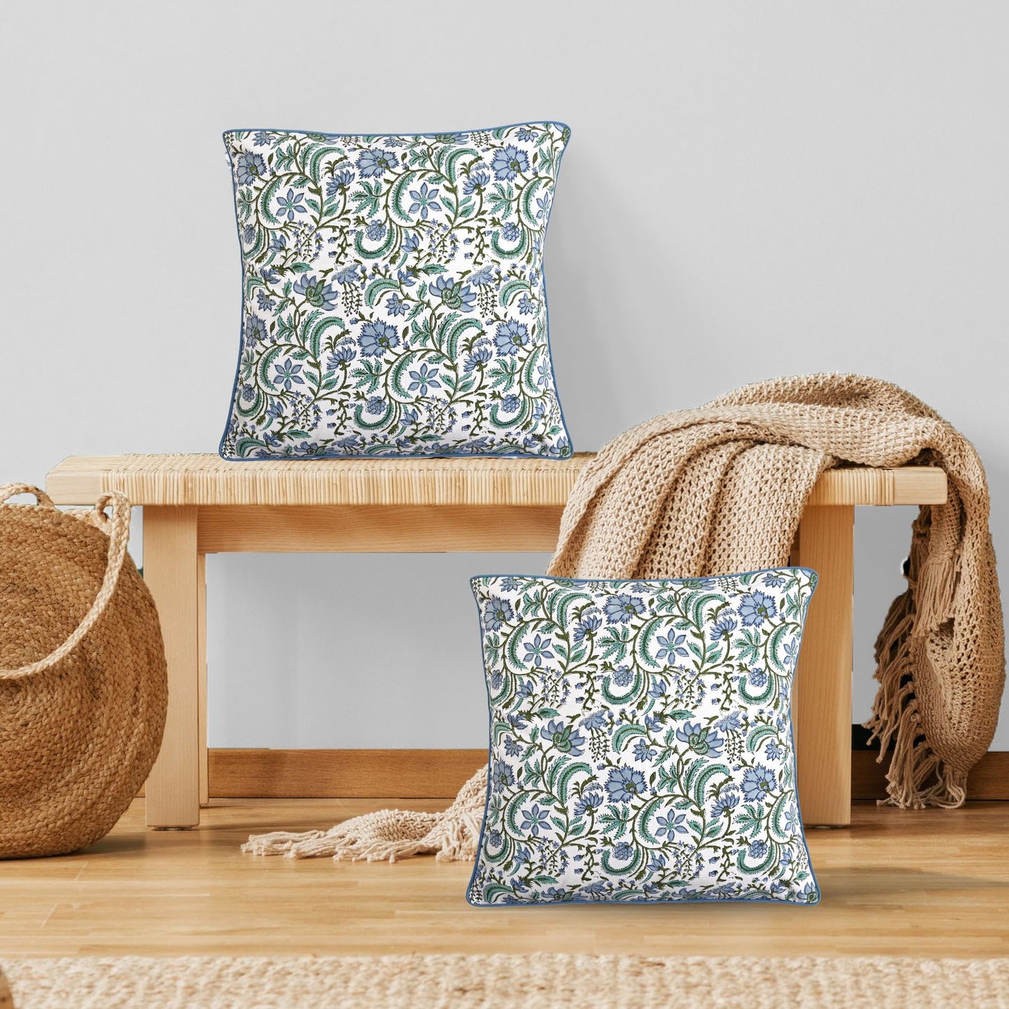 Block Print Cotton Decorative Cushion Cover Set