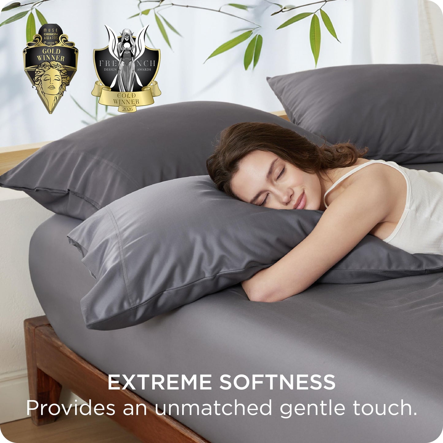 Cooling Bamboo Pillowcase Set Soft Breathable Cover