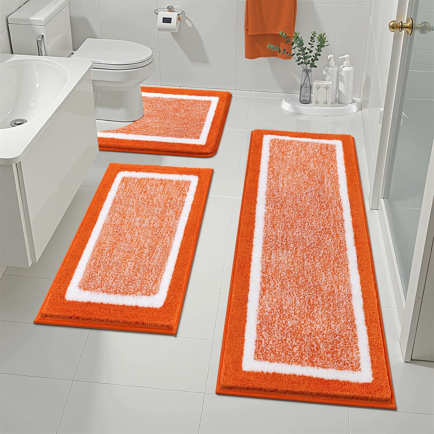 Microfiber Bath Rug Set with Plush Non-Slip Design