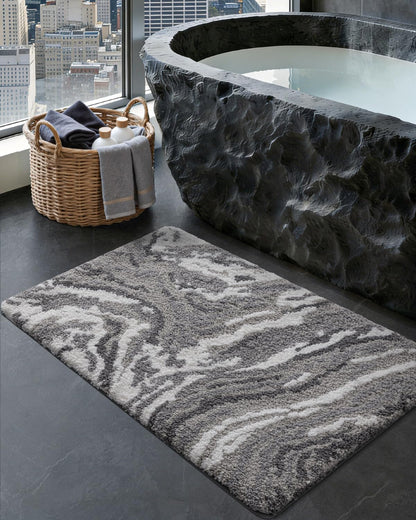 Marble Bath Rug Mat with Soft Absorbent Surface
