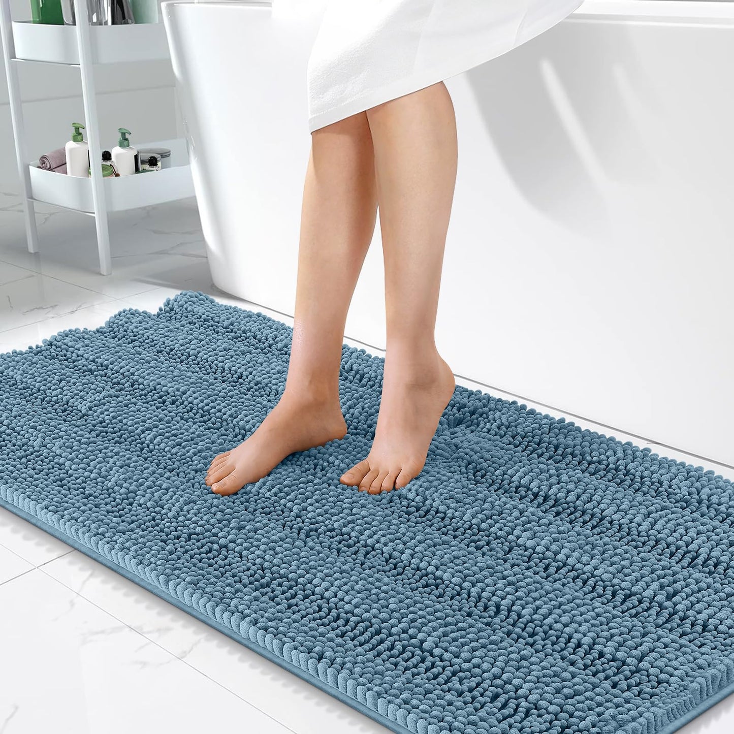 Thick Chenille Bath Rug with Absorbent Rubber Back