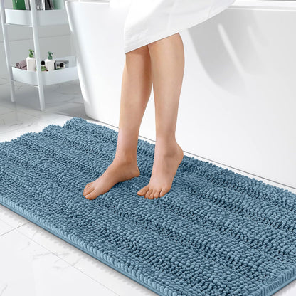 Thick Chenille Bath Rug with Absorbent Rubber Back