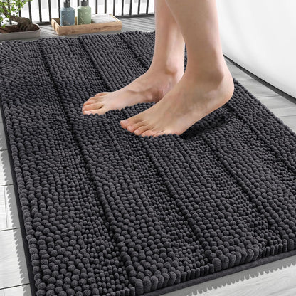 Thick Chenille Bath Rug with Absorbent Rubber Back