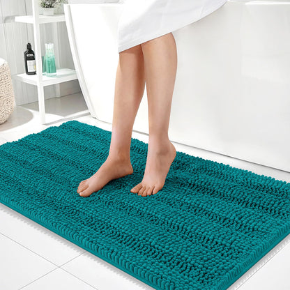 Thick Chenille Bath Rug with Absorbent Rubber Back