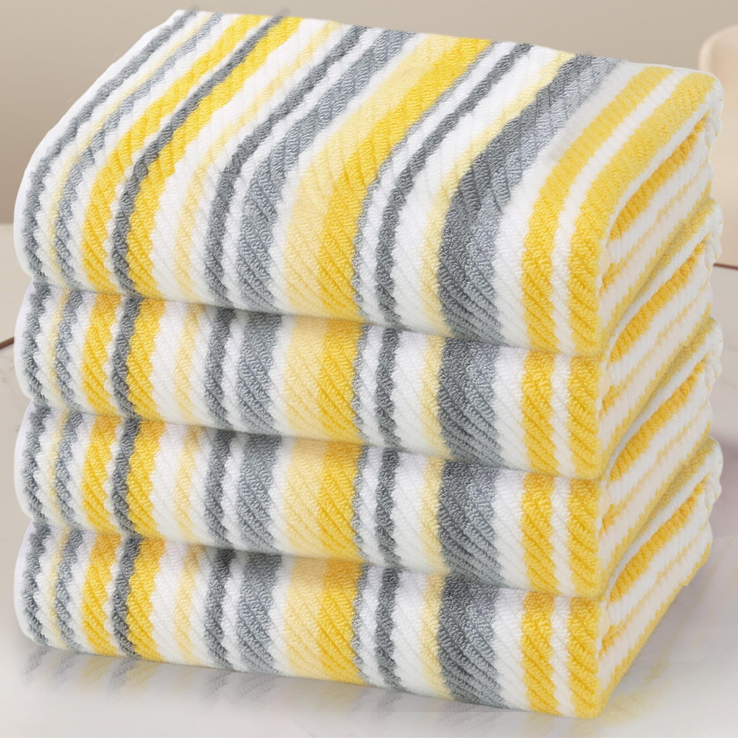Striped Cotton Hand Towel Set Soft Quick-Dry Design