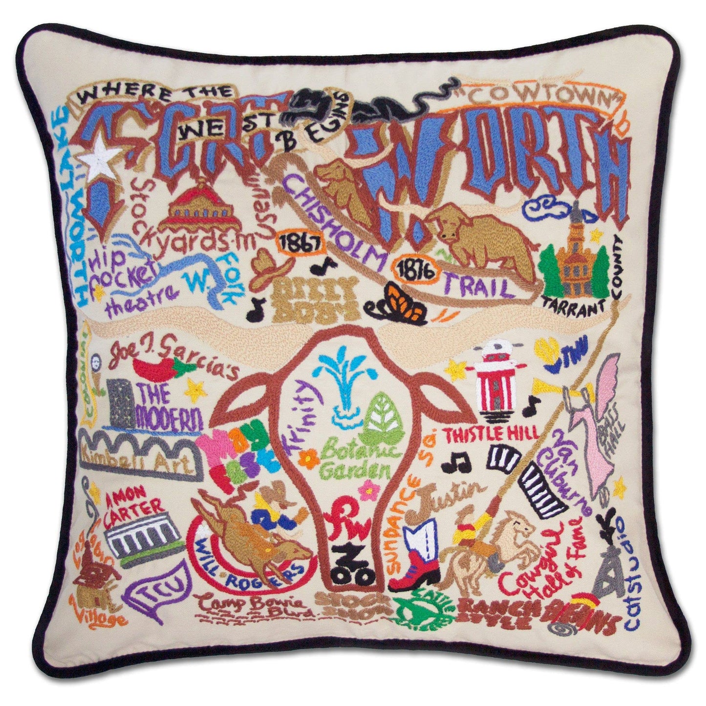 Midwest City Embroidered Decorative Throw Pillow