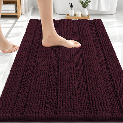 Thick Chenille Bath Rug with Absorbent Rubber Back