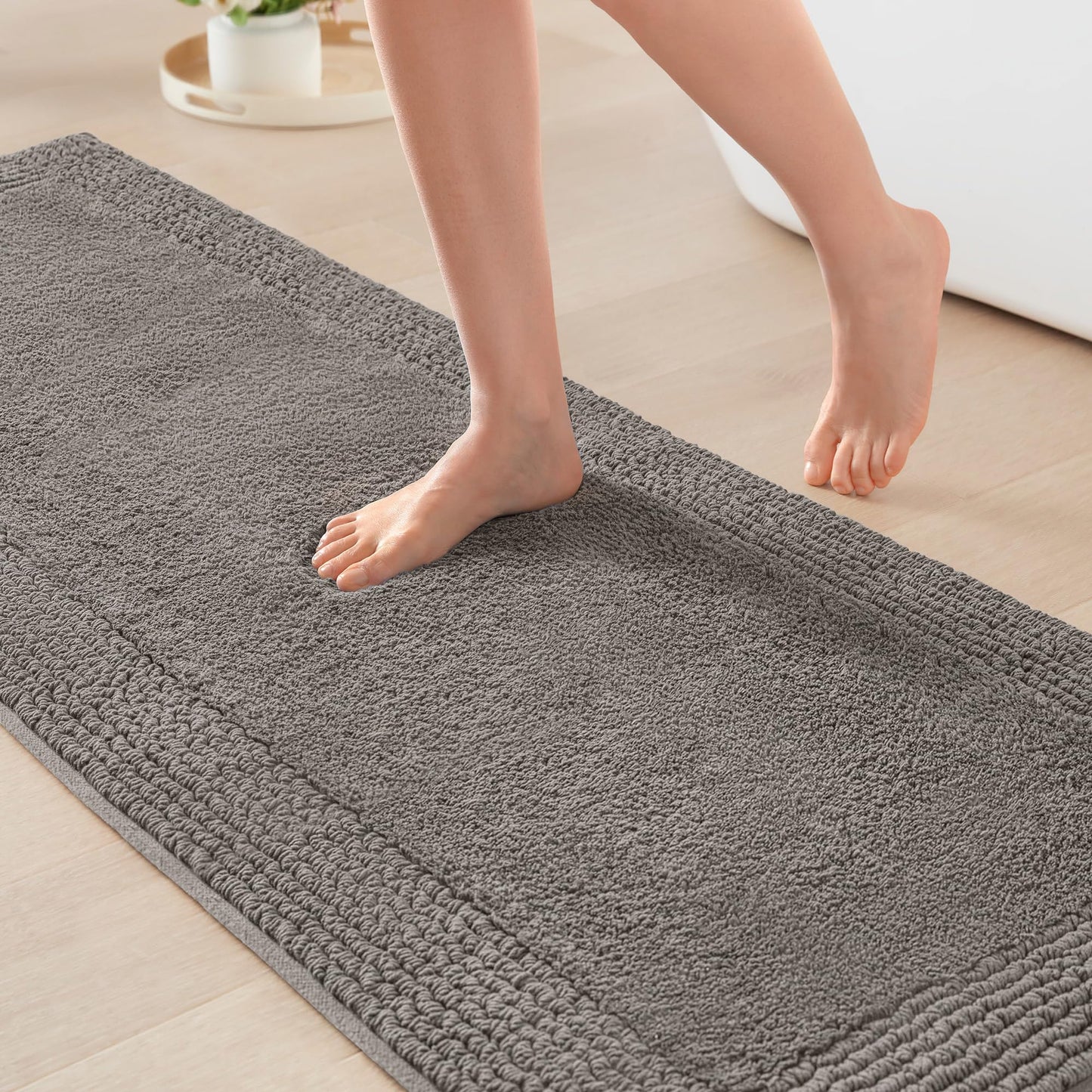 Luxury Cotton Tufted Bath Rug with Reversible Design