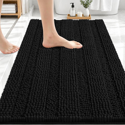 Thick Chenille Bath Rug with Absorbent Rubber Back