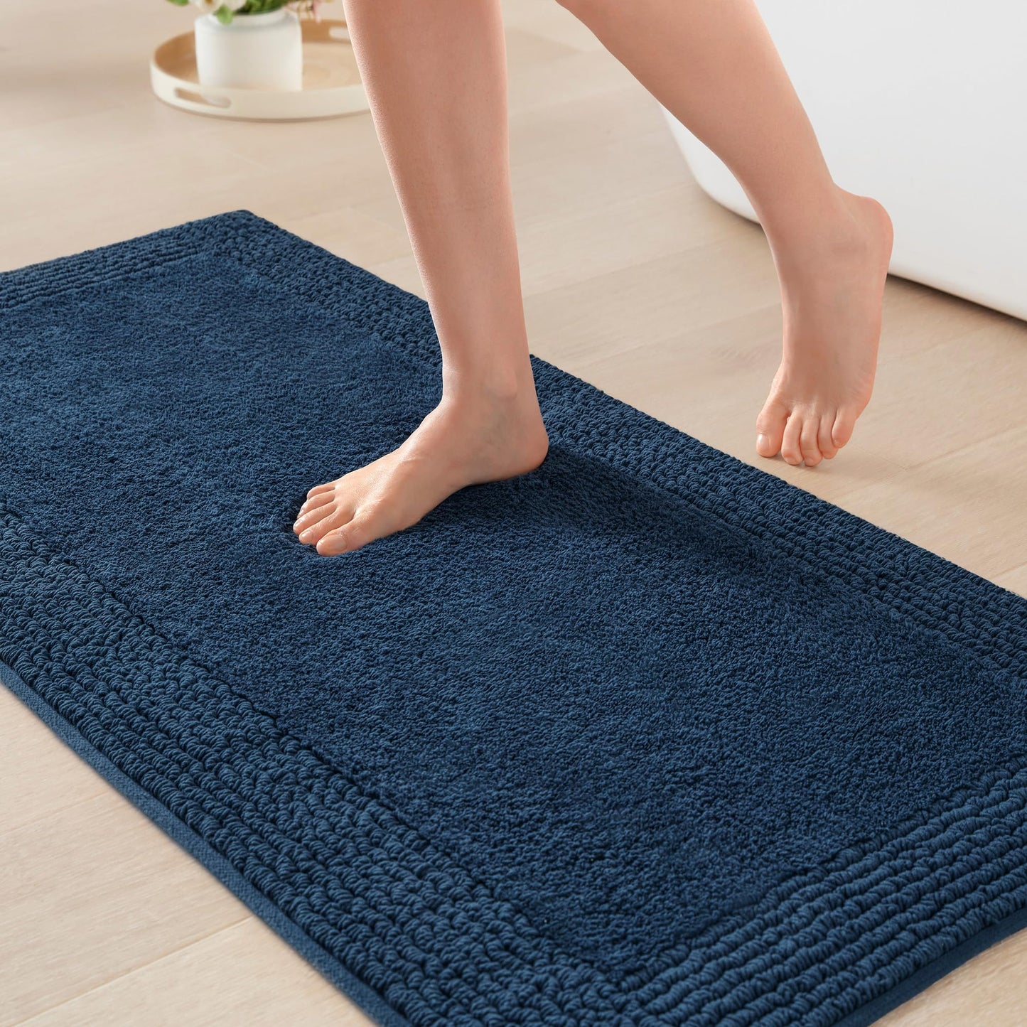 Luxury Cotton Tufted Bath Rug with Reversible Design
