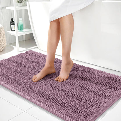 Thick Chenille Bath Rug with Absorbent Rubber Back