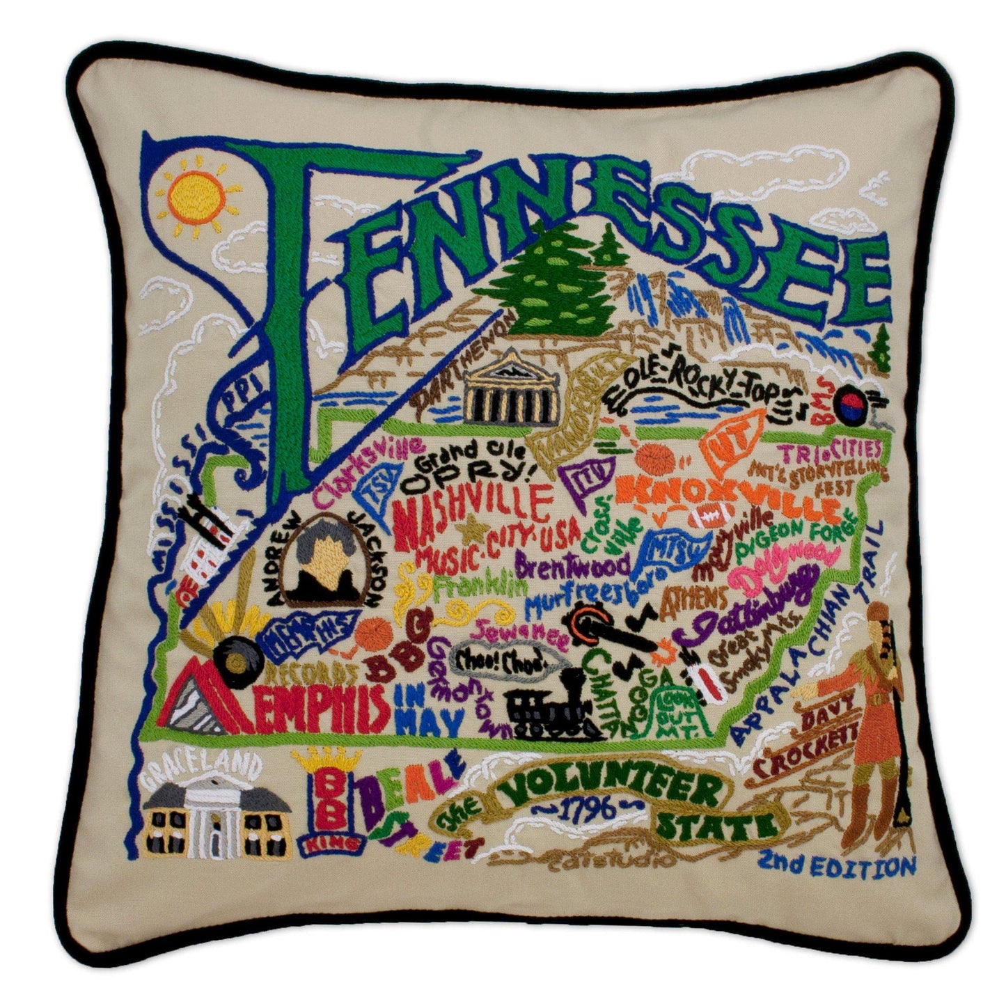 Midwest City Embroidered Decorative Throw Pillow