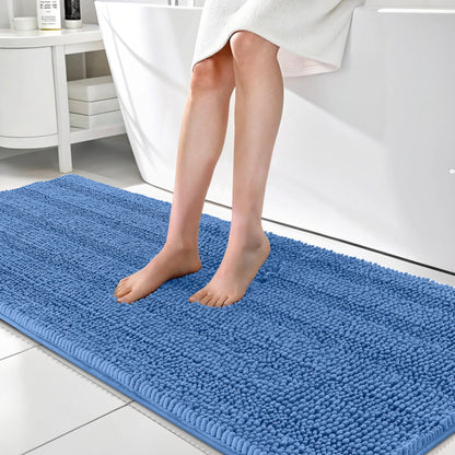 Thick Chenille Bath Rug with Absorbent Rubber Back