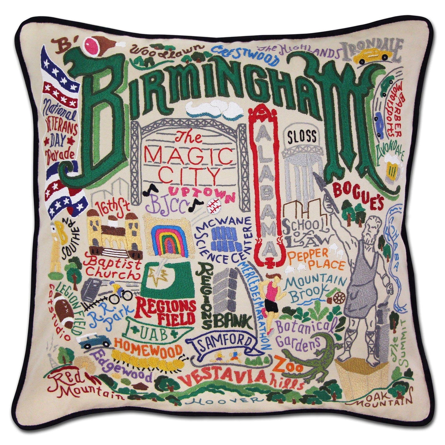 Midwest City Embroidered Decorative Throw Pillow