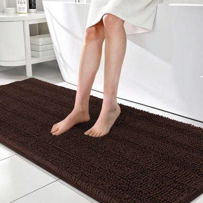 Thick Chenille Bath Rug with Absorbent Rubber Back