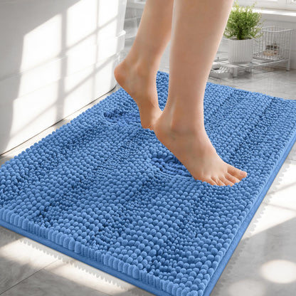 Thick Chenille Bath Rug with Absorbent Rubber Back