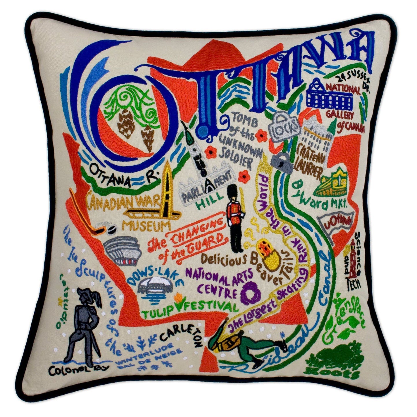 Midwest City Embroidered Decorative Throw Pillow