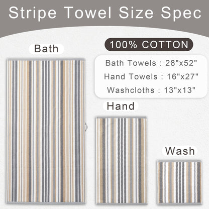 Striped Cotton Hand Towel Set Soft Quick-Dry Design