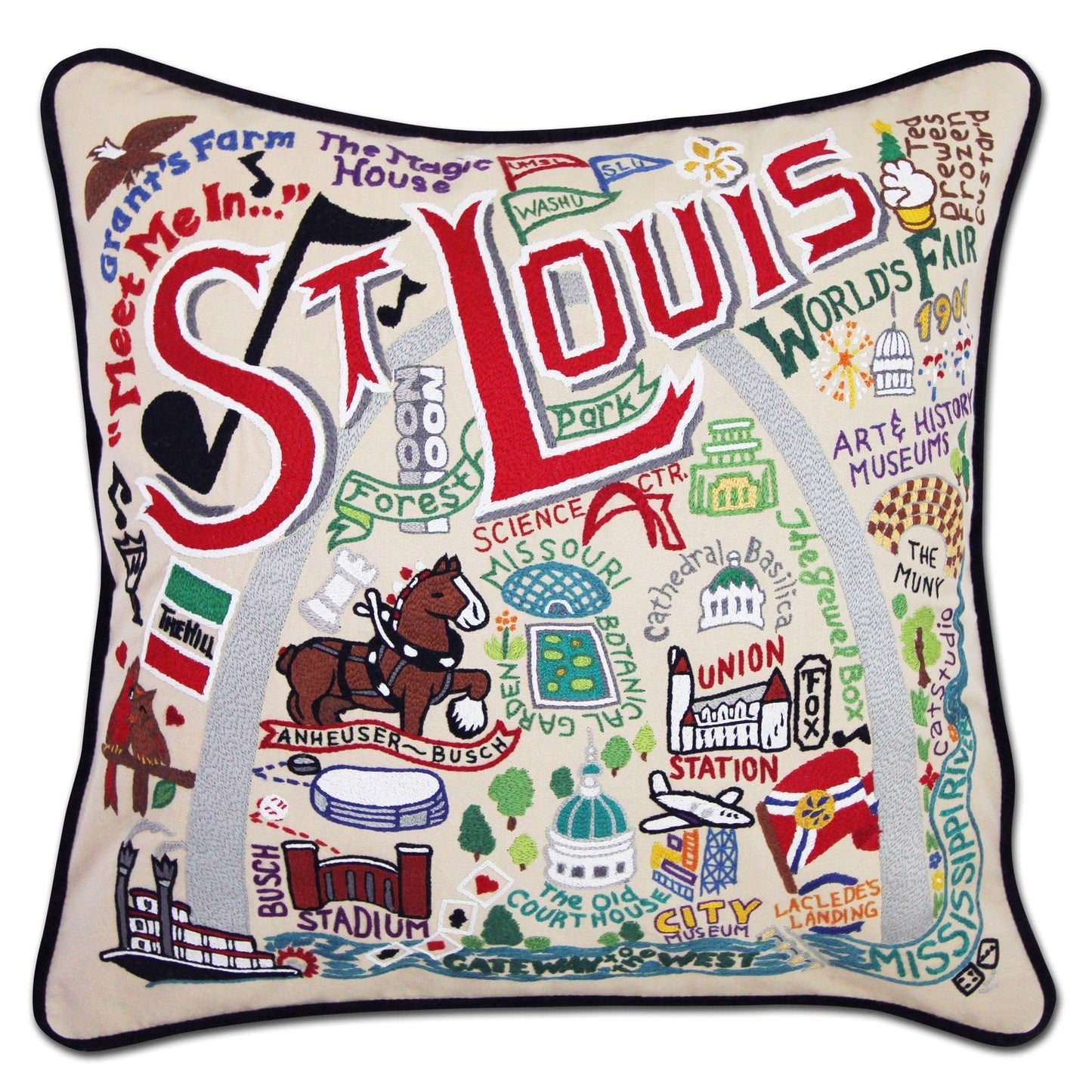 Midwest City Embroidered Decorative Throw Pillow