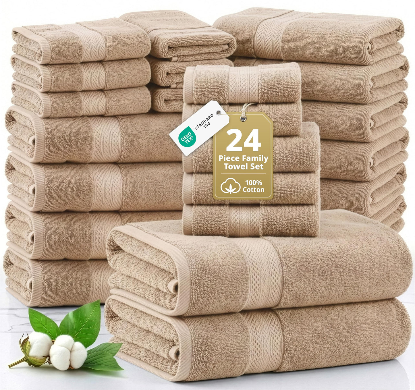 Complete Cotton Bathroom Towel Set Extra Large