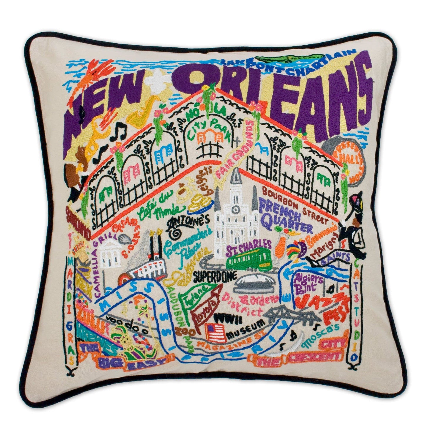 Midwest City Embroidered Decorative Throw Pillow