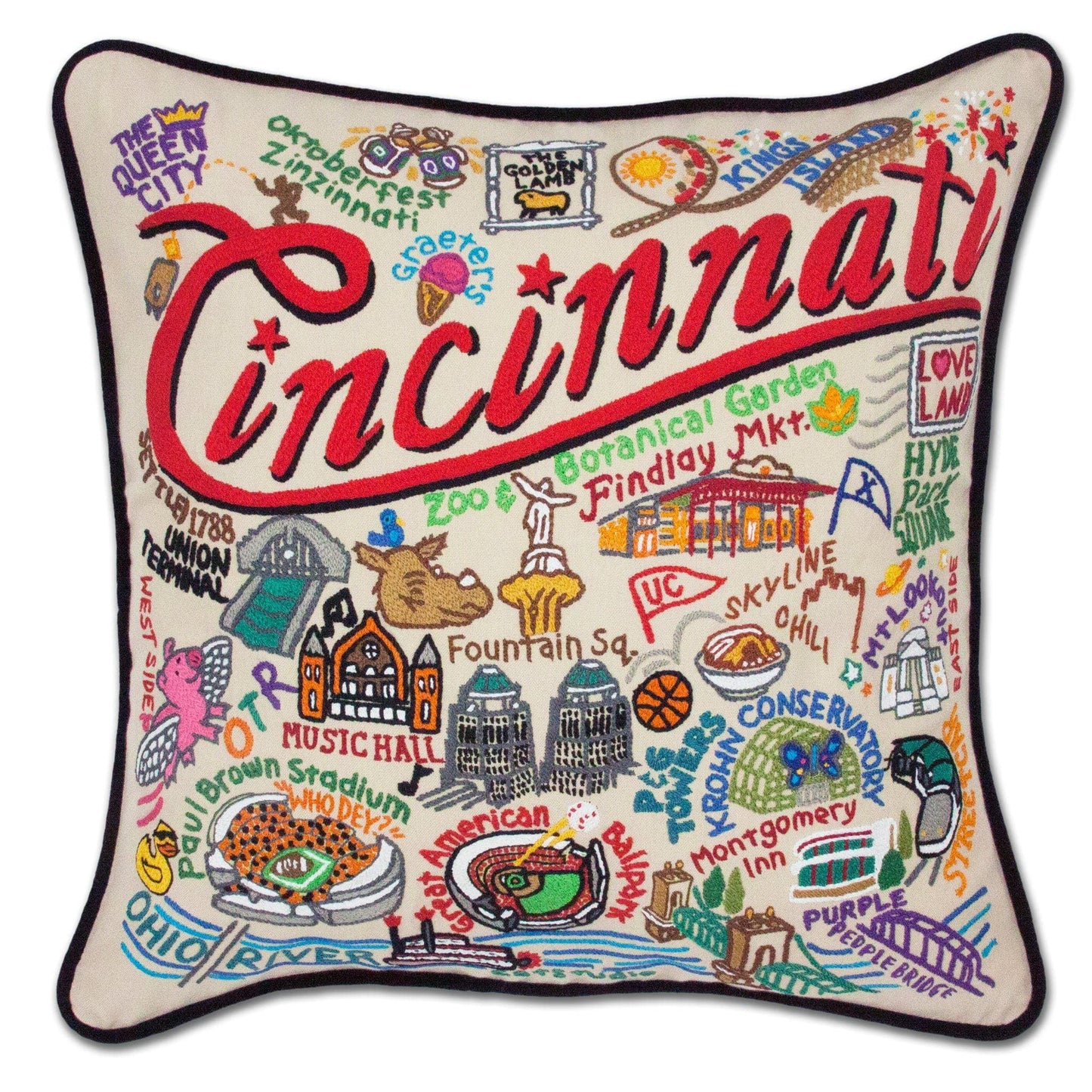 Midwest City Embroidered Decorative Throw Pillow