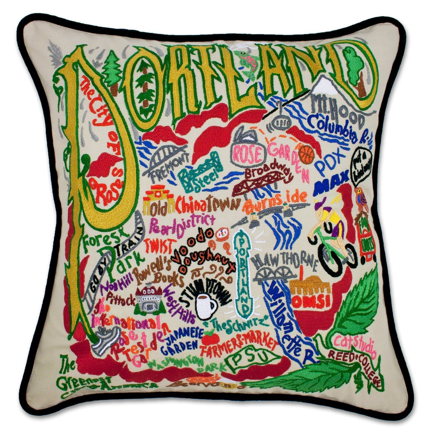Midwest City Embroidered Decorative Throw Pillow