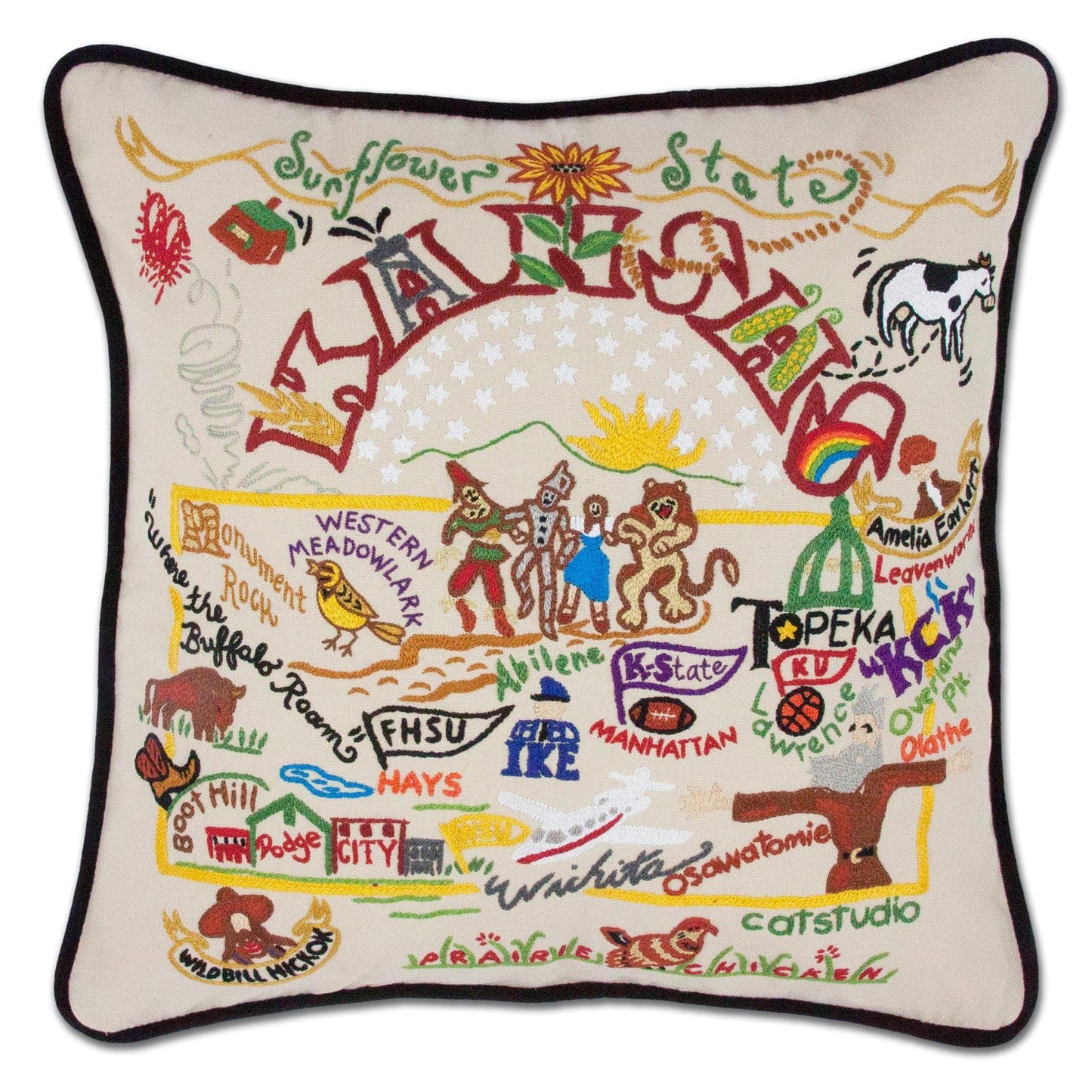 Midwest City Embroidered Decorative Throw Pillow