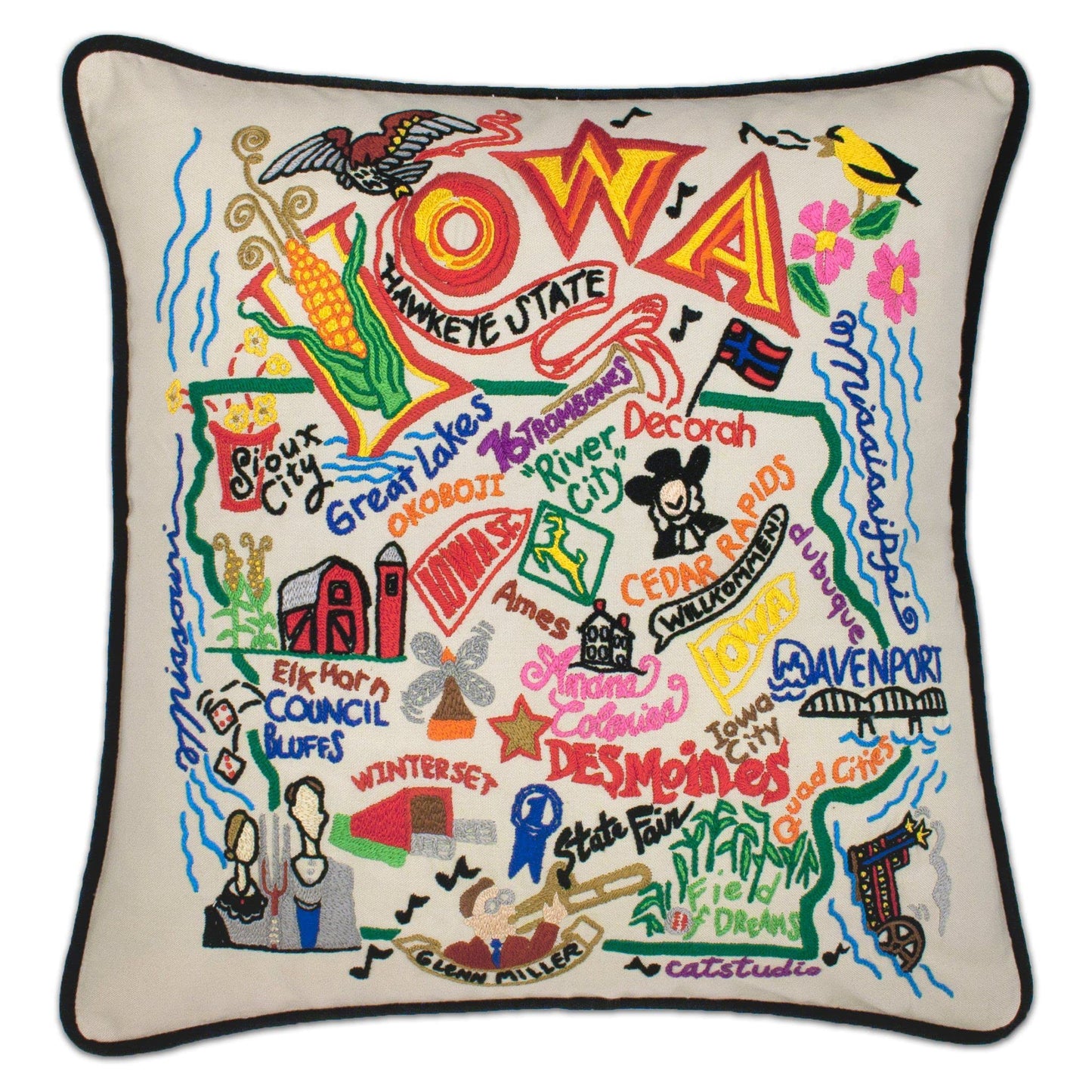 Midwest City Embroidered Decorative Throw Pillow