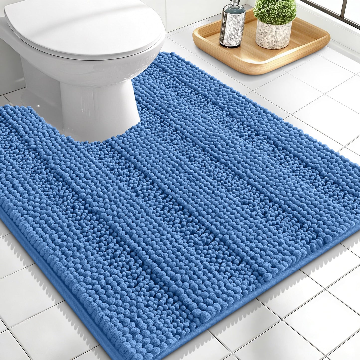 Thick Chenille Bath Rug with Absorbent Rubber Back