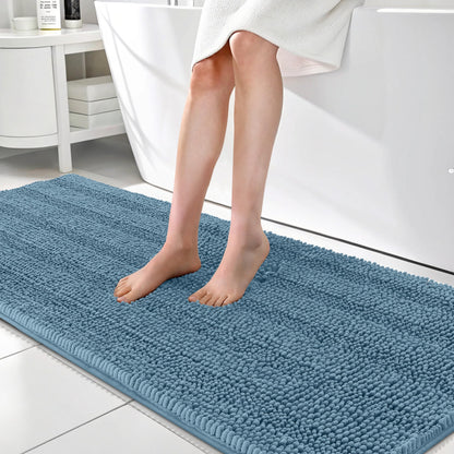 Thick Chenille Bath Rug with Absorbent Rubber Back