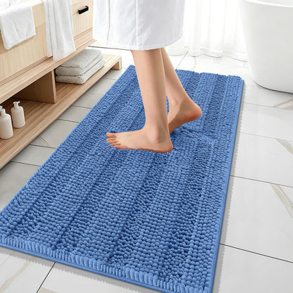 Thick Chenille Bath Rug with Absorbent Rubber Back