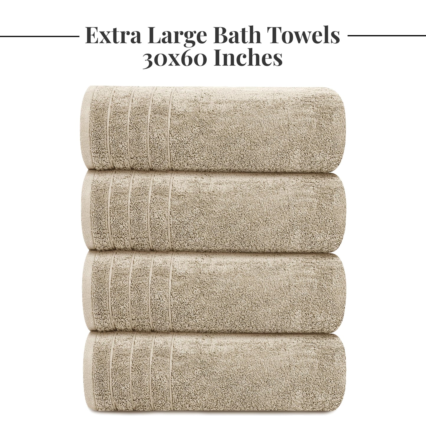 Extra Large Cotton Bath Towels Soft Quick-Dry 4-Pack