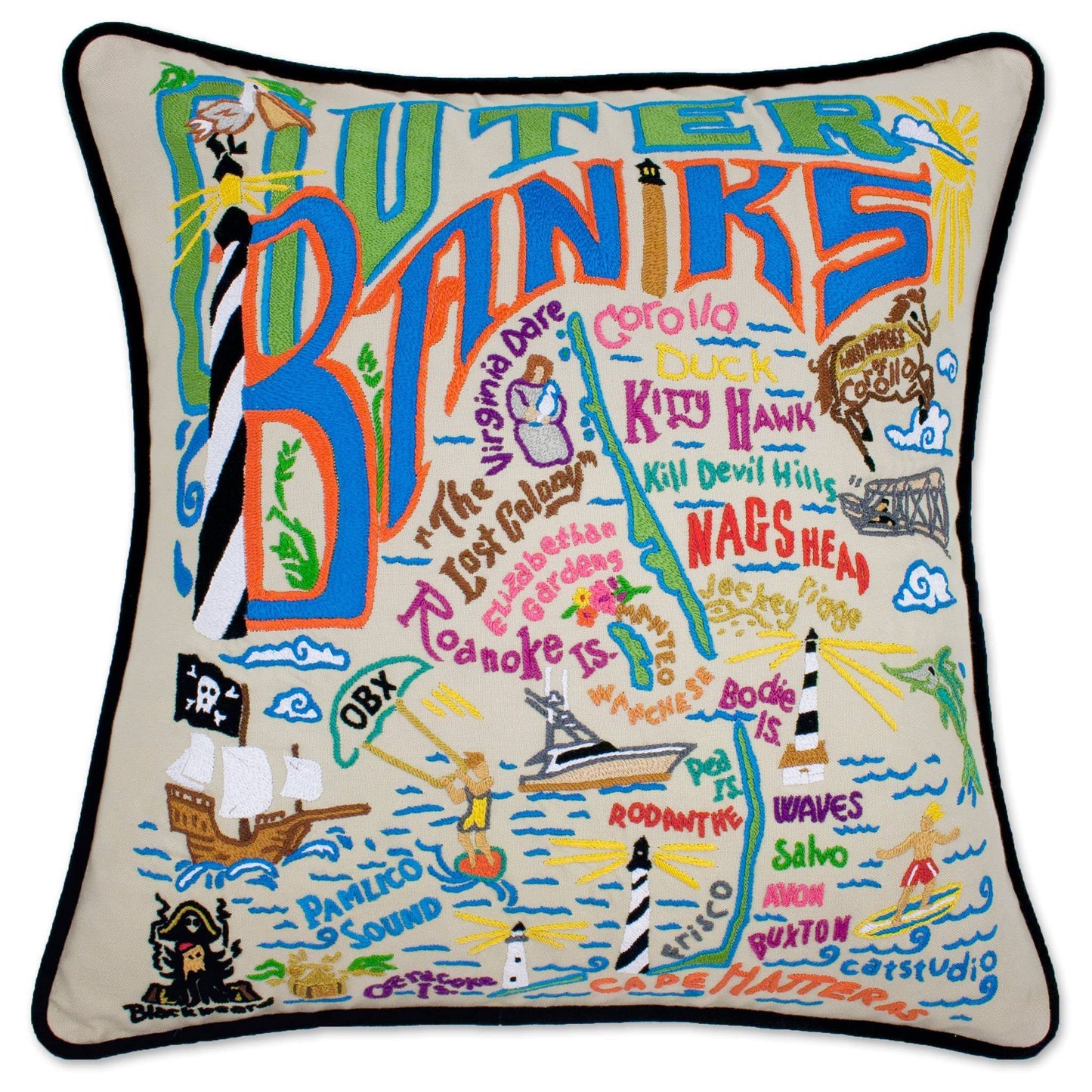 Midwest City Embroidered Decorative Throw Pillow