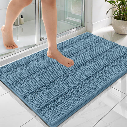 Thick Chenille Bath Rug with Absorbent Rubber Back