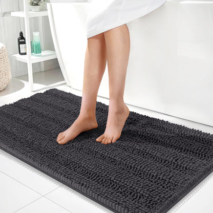 Thick Chenille Bath Rug with Absorbent Rubber Back